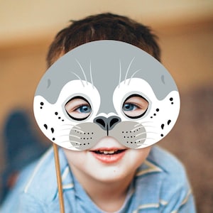 Seal Mask Printable Harbor Seal Gray Harp Halloween Costume Pool Party Arctic Sea Ocean Animal Acuatic Sea Lion Phoca Photo Booth Adult Kid