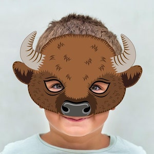 Bison Mask Printable PDF Buffalo Carnival Costume Animal American Bison Ox Yak Paper Template Party Cosplay Zoo Birthday Kid Adult Halloween