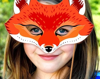 Red Fox Mask Printable Animal Costume Carnival Halloween Paper School Craft Coyote Adult Kid Party Favor Photo Booth Masquerade Birthday PDF