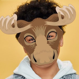 Moose Mask Printable Carnival Costume Woodland Party Favor Animal Reindeer Deer Stag Forest DIY Cosplay Birthday Halloween Christmas Cosplay