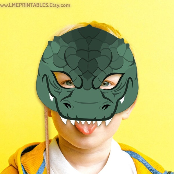 Monster Mask Printable Halloween Dinosaur T-Rex DIY Costume Godzilla Crocodile Reptile Lizard Dino Animal Masks Alien Party Kid Adult Snake