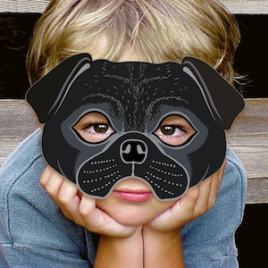 フレンチブルドッグマスク 印刷可能 犬のコスチューム 子供＆大人用
