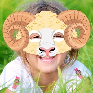 Dorset Sheep Printable Mask Carnival Animal Goat Costume Kid Adult Animal Farm Party Game Favor Halloween Birthday Paper Craft Photo Booth