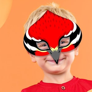 Woodpecker Mask Printable Animal Bird Carnival Halloween Carpenter Costume Paper Craft Forest Party Birthday Kid Adult Dress Up Pretend Play