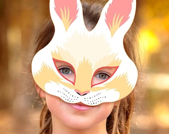 Bunny Rabbit Mask Printable Costume Forest Animal Farm Easter Paper Party Favor Woodland Birthday Halloween Adult & Kid Zodiac Carnival