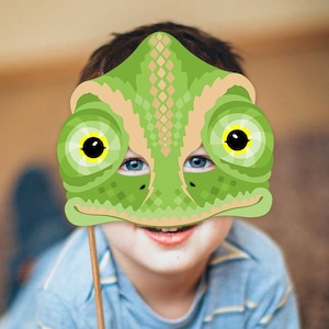 Chameleon Printable Mask Halloween Costume Reptile Lizard PDF Paper Mask DIY Animal Gecko Iguana Birthday Party Game DressUp Kid Adult Snake