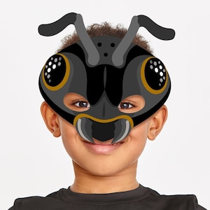 Ant Mask Printable Costume Black Insect Bug Craft Halloween Activity Forest Paper Animal Party Adult Kid Birthday Pretend Play Photo Booth