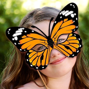 Monarch Butterfly Mask Printable Carnival Costume Animal Insect Bug Nymph Moth DIY Adult Kid Party Halloween Photo Booth Masquerade Birthday