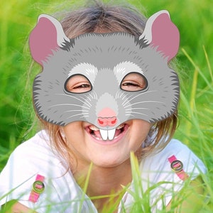 Rat Mask Printable Halloween Costume Animal Mouse Carnival Sewer Rat Chinchilla Children Party Favor Game Potoroo Birthday Rodent Adult Kid