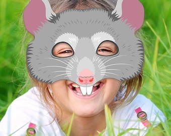 Rat Mask Printable Halloween Costume Animal Mouse Carnival Sewer Rat Chinchilla Children Party Favor Game Potoroo Birthday Rodent Adult Kid