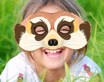 Meerkat Mask Printable Animal Costume Safari Halloween Funny Party Favor Adult Kid Birthday Opossum Jungle Raccoon Photo Booth Prop Carnival