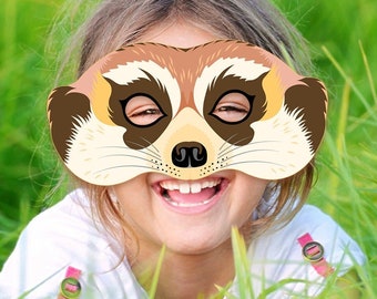 Meerkat Mask Printable Animal Costume Kids & Adults Safari Party Favor Birthday Fun Jungle Pretend Play Photo Booth Prop Halloween Carnival