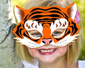 Tiger Mask Printable Craft Animal Costume Kids & Adults Jungle Safari Party Favor Birthday Dramatic Play School Activity Halloween Carnival