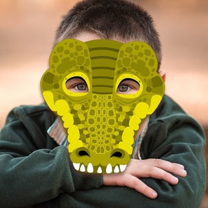Crocodile Printable Mask Reptile DIY Costume Halloween Green Animal Mask Alligator PDF Photo Booth Prop Birthday Party Game Kid Adult Caiman