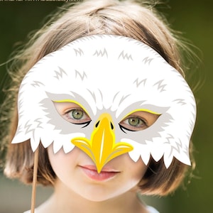 Bald Eagle Mask Printable Falcon Paper Costume Animal Carnival Halloween Patriotic 4th July USA America Bird Kid Adult Party Favor PDF Hawk