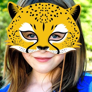 Cheetah Mask Printable Carnival Costume Jaguar Leopard Halloween Animal Mask Child Adult Party Favor PDF Masquerade Birthday Decoration Cat