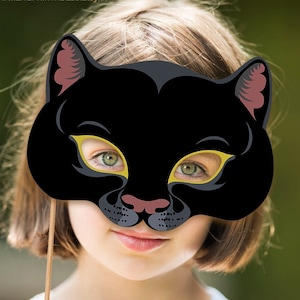 Máscara de pantera para impressão Carnaval Animal Fantasia Criança Adulto Gato Pantera Negra DIY Festa PDF Felino Cabine de fotos Máscara Aniversário Halloween