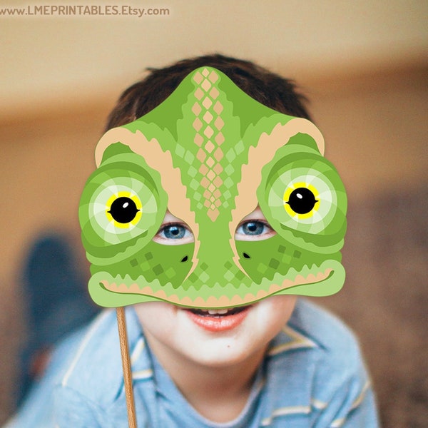 Chamäleon Printable Maske DIY Halloween Kostüm Reptil Eidechse DIY Papier Maske Tier Gecko Leguan Geburtstag Party Spiel DressUp Kind Erwachsene Schlange