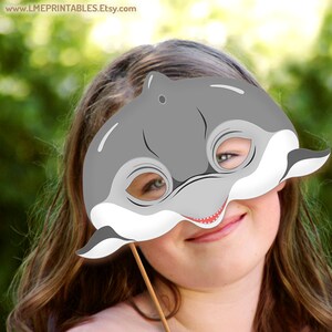 Dolphin Printable Mask Halloween Costume Pool Party Beach Sea Ocean Animals Acuatic Whale DIY Animal Masks Photo Booth Children Adult Kids image 9