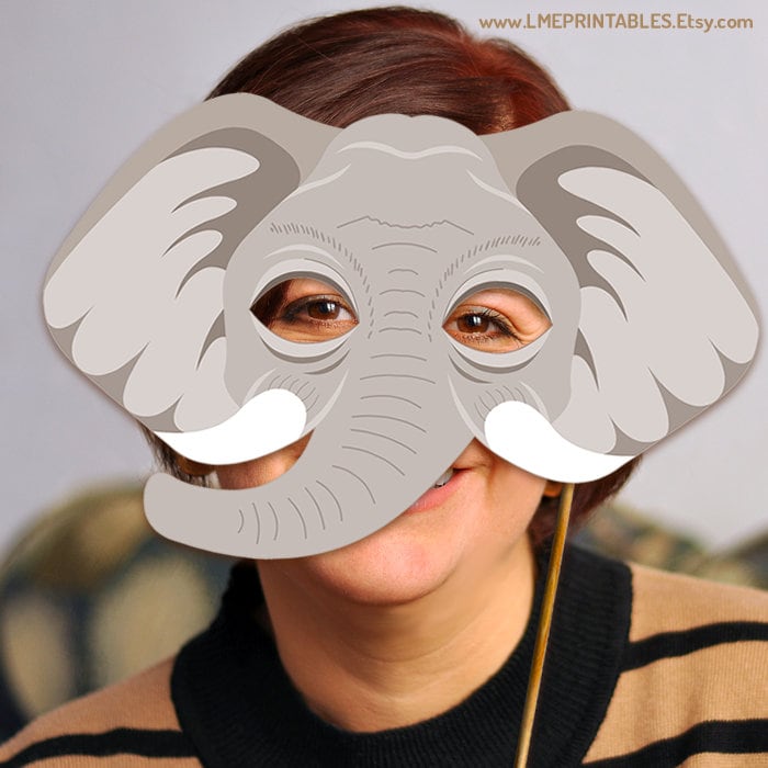 Elephant Mask Printable Halloween Costume for Kids Adult Gray - Etsy