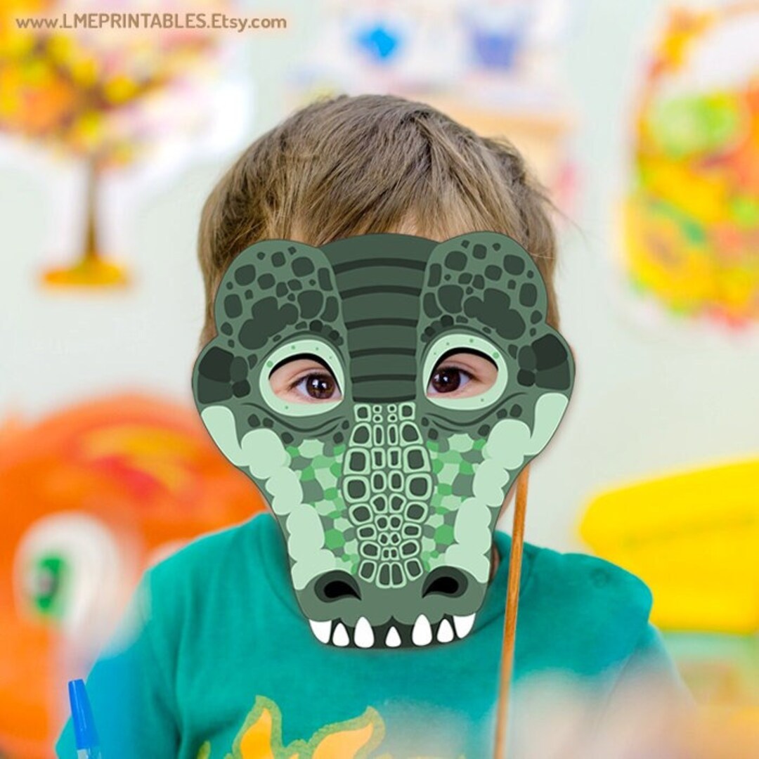Crocodile Printable Mask Reptile Halloween Costume Dark Green - Etsy