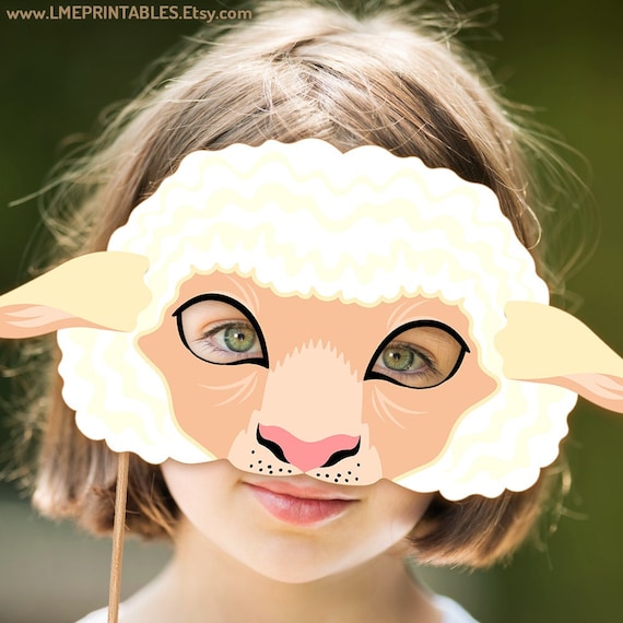 Maschera stampabile pecora Costume di Halloween Animali bianchi