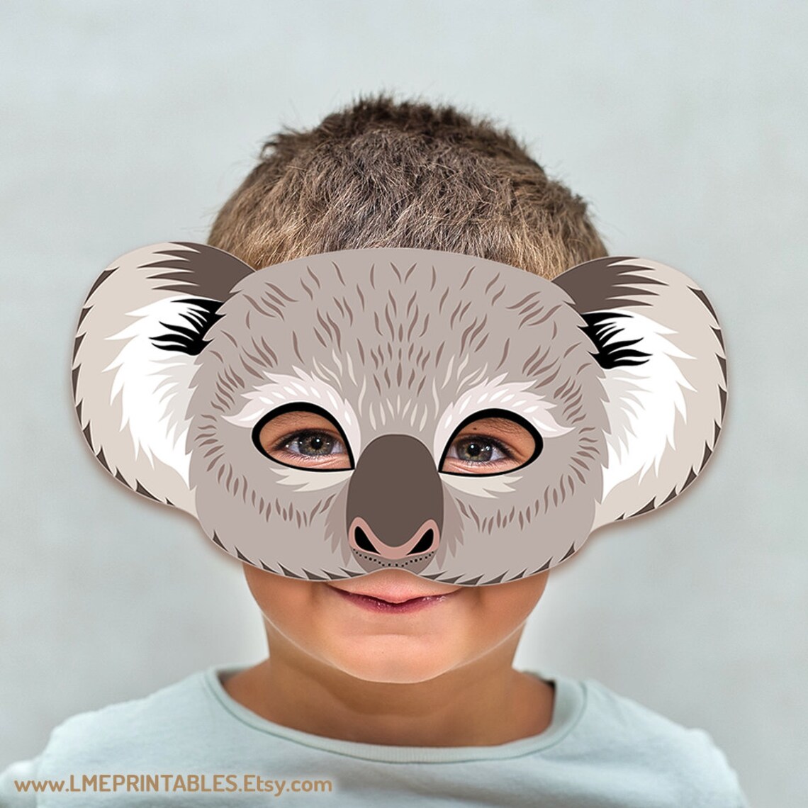 Koala Printable Mask Halloween Costume Kids Adults Gray Bear - Etsy