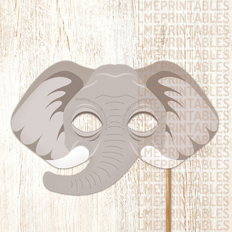Elephant Printable Mask Gray DIY Safari Jungle Animal Masks | Etsy