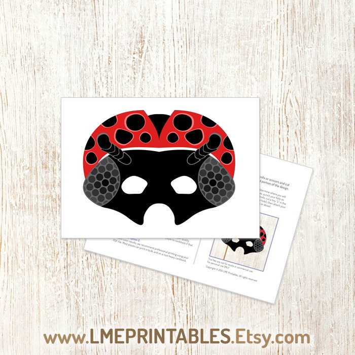 Ladybug Mask Printable Animal Insect Halloween Costume Bug DIY - Etsy