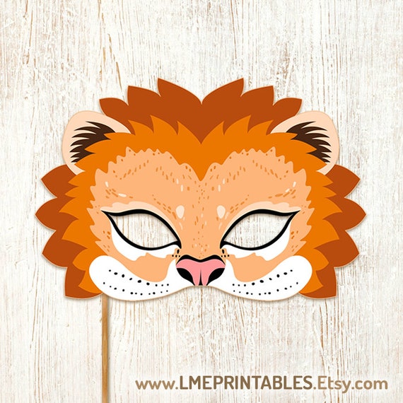 Lion Mask Printable Animal Masks Halloween Costume Safari - Etsy