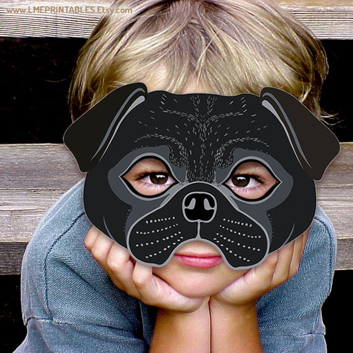 Black Pug Dog Mask Printable Halloween Carlin Mops Dutch - Etsy