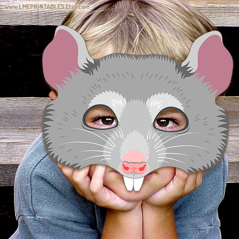 Rat Mask Printable Halloween Costume Animal Mouse Masks Sewer - Etsy