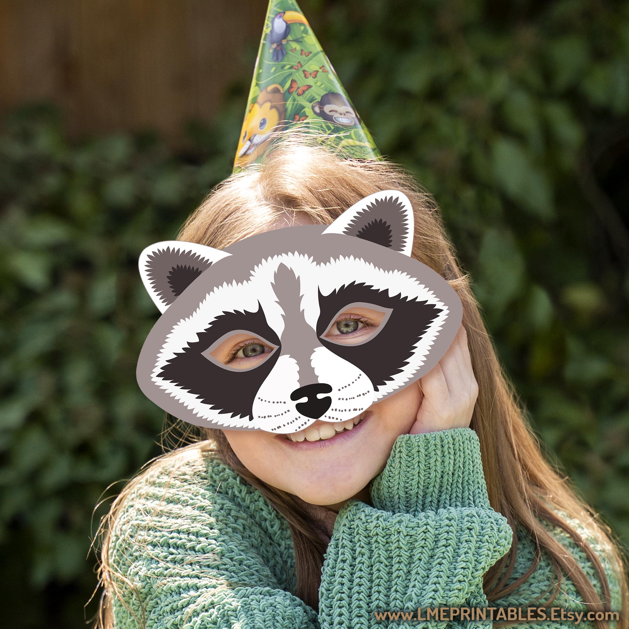 Raccoon Mask Printable Costume Animal Halloween Paper Craft Carnival ...