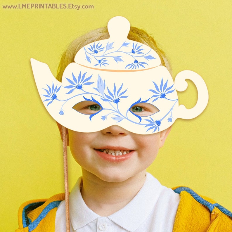 Tea Time Printable Mask Party Teapot Costume Halloween Etsy