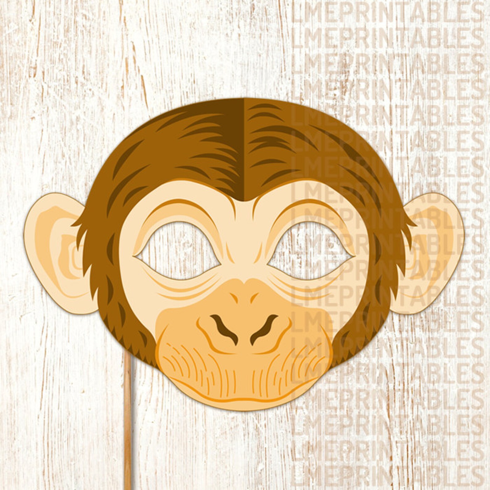 monkey-mask-printable-animal-chimpanzee-masks-childrens-party-etsy