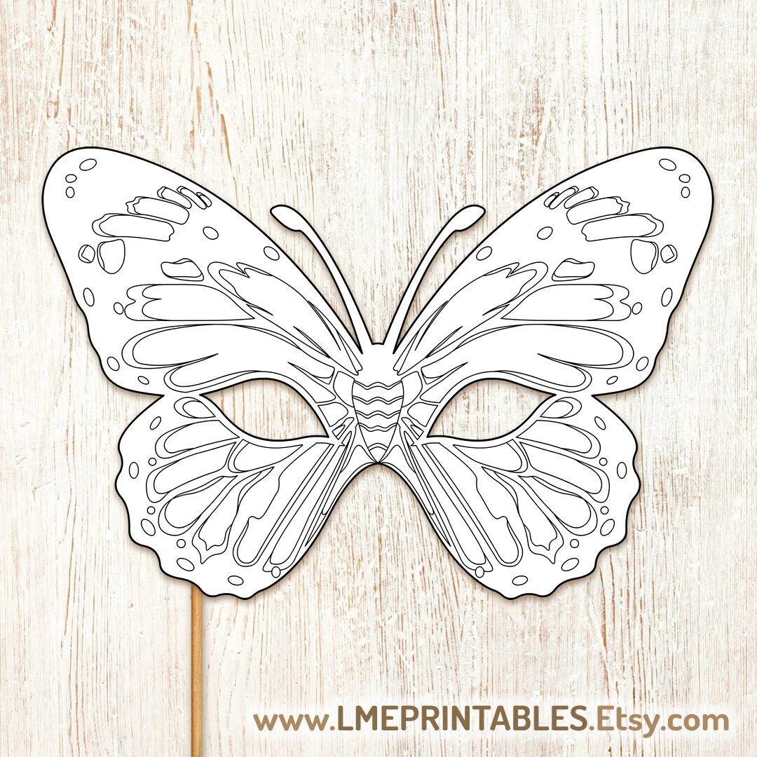 Butterfly Coloring Mask Page Printable Costume Halloween - Etsy