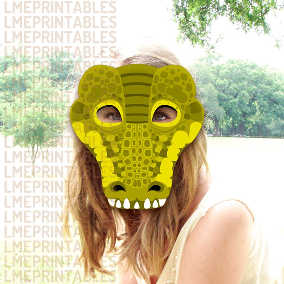 Crocodile Printable Mask Reptile Green DIY Animal Masks Booth | Etsy