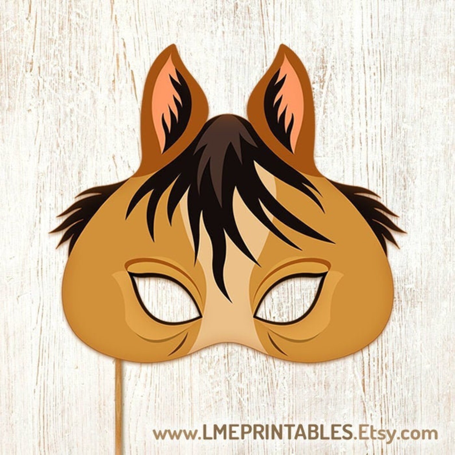 Horse Mask Party Printable Light Brown Foal Animal Masks Paper Etsy