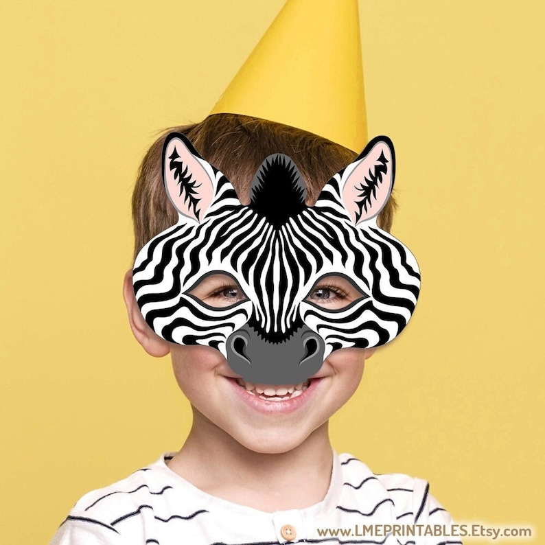 Zebra Mask Printable Animal Halloween Costume Party Favor Safari Jungle ...