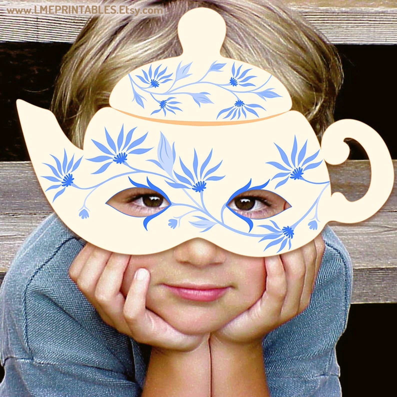 Tea Time Printable Mask Party Teapot Halloween Costume Role Etsy