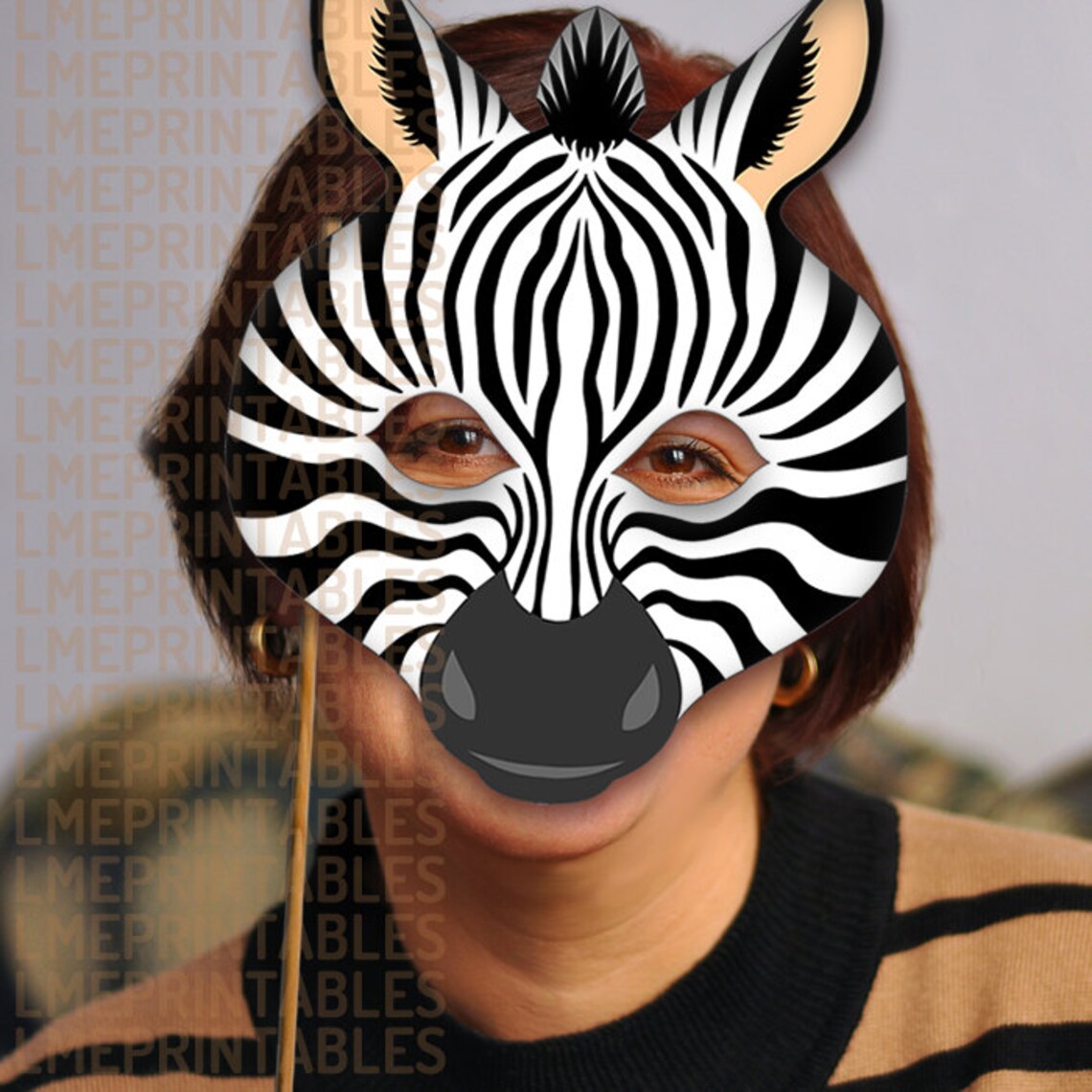Zebra Printable Mask DIY Safari Jungle Black Animals Masks Etsy