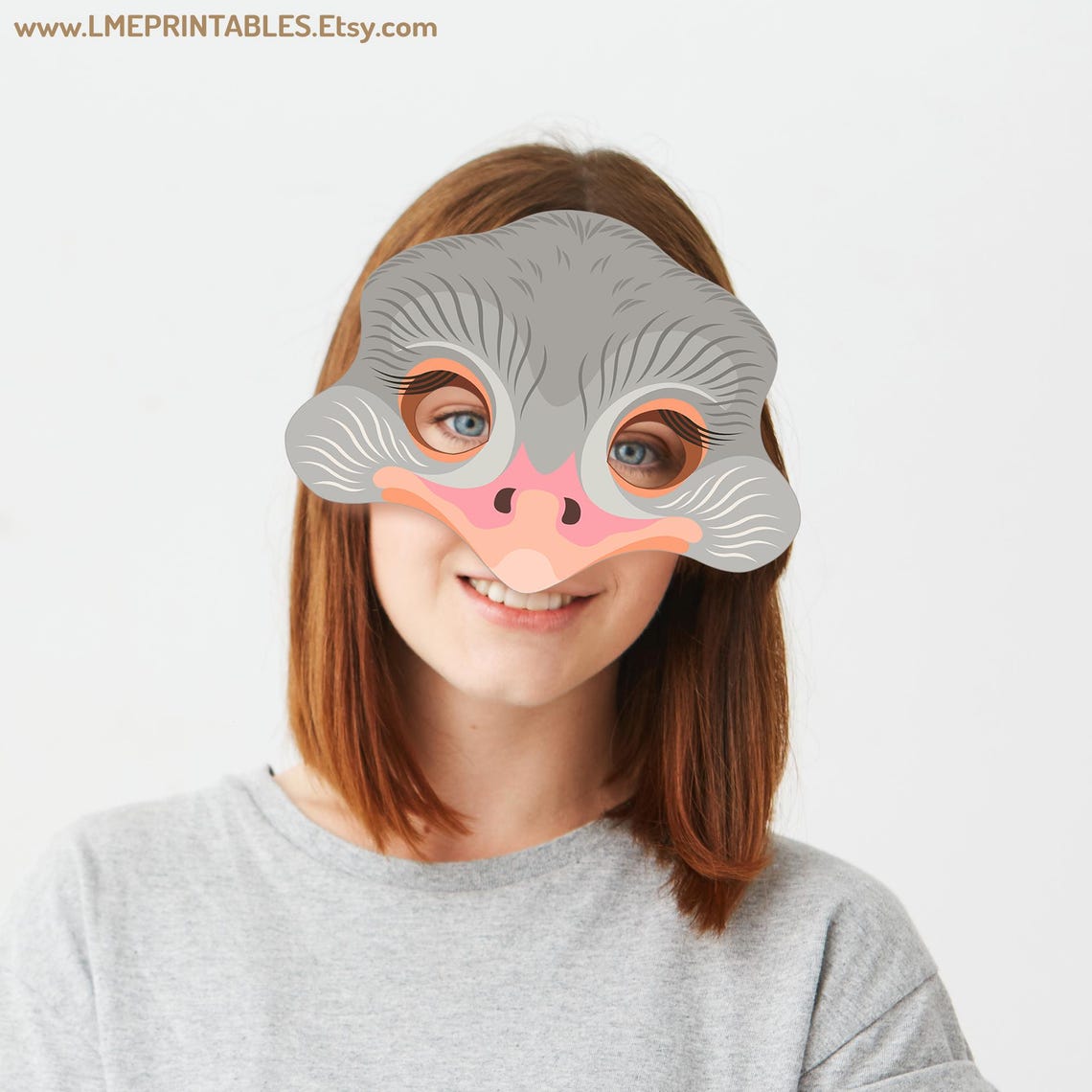 Ostrich Mask Printable Halloween Costume Animal Bird Emu Paper Craft ...
