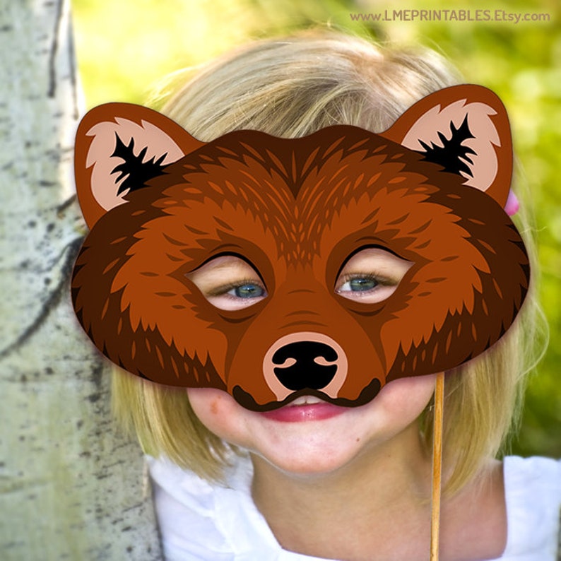 Bear Printable Mask Grizzly Bears Brown Storytelling Masks DIY | Etsy