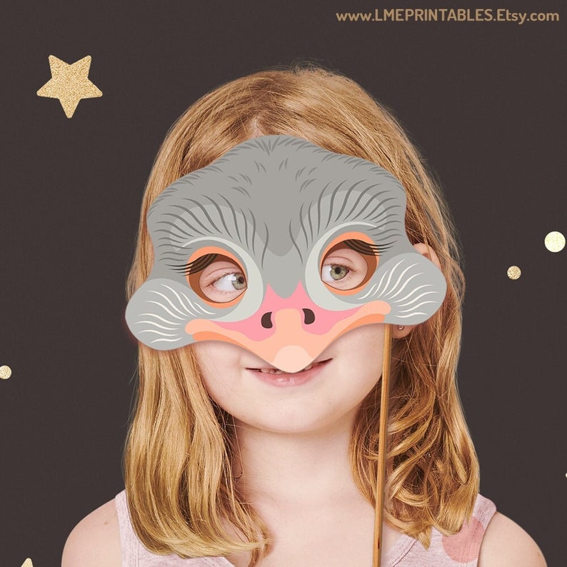 Ostrich Mask Printable Halloween Costume Animal Bird Emu Paper Craft ...