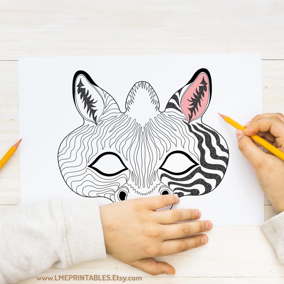 Zebra Coloring Mask Printable Costume Halloween Safari Jungle Animal ...