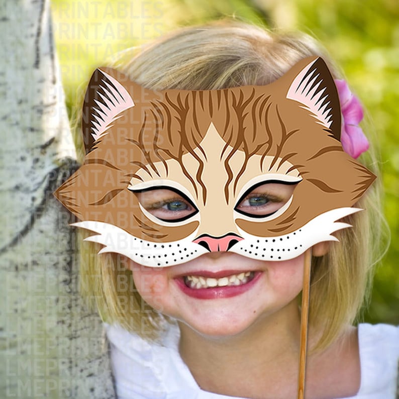 Cat Mask Brown Tabby Printable DIY Masks Animal Children Adult Etsy