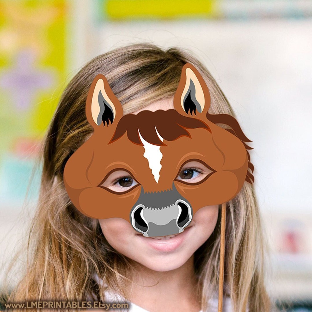 Horse Mask Printable Halloween Costume Brown Foal DIY Animal Etsy