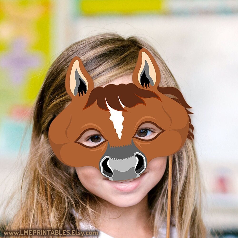 Horse Mask Printable Halloween Costume Brown Foal DIY Animal Farm