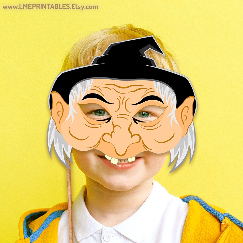 Witch Mask Printable Warlock Halloween Costume Party PDF Elf - Etsy