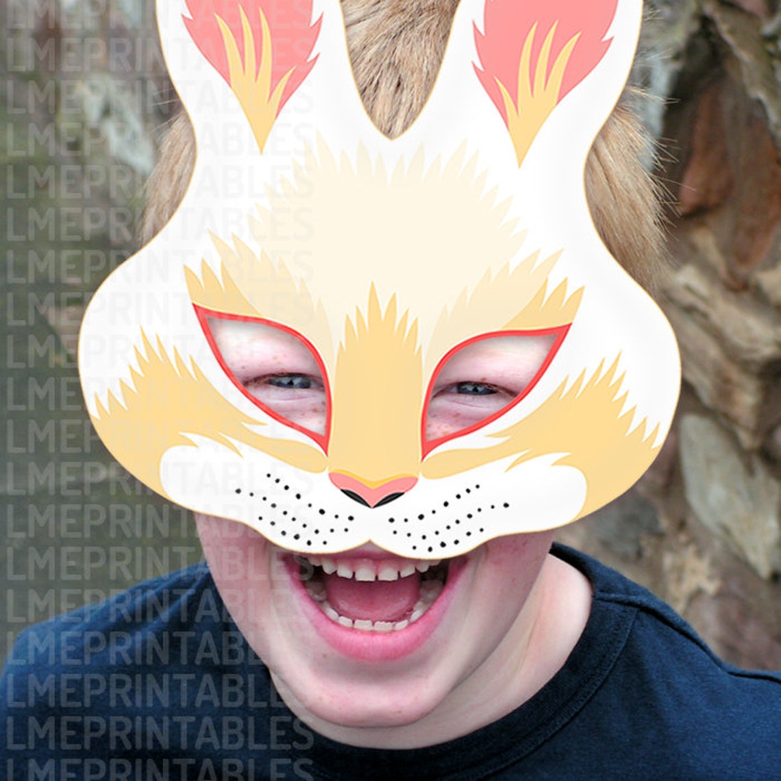 Rabbit Mask Printable Bunny Paper DIY Masks Animal White | Etsy